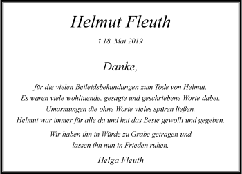 Traueranzeige von Helmut Fleuth von Rheinische Post