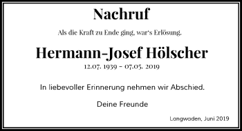 Traueranzeige von Hermann Josef Hölscher von Rheinische Post