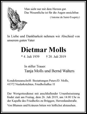 Traueranzeige von Dietmar Molls von Rheinische Post