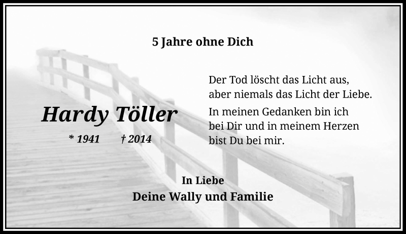  Traueranzeige für Hardy Töller vom 20.07.2019 aus Rheinische Post