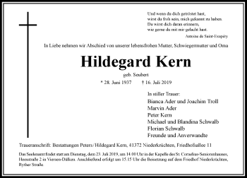 Traueranzeige von Hildegard Kern von Rheinische Post