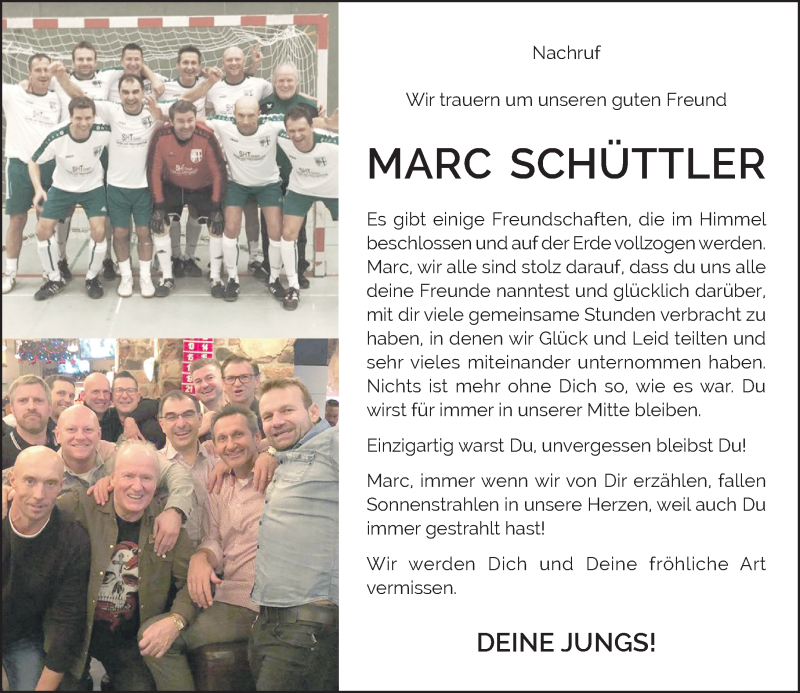  Traueranzeige für Marc Schüttler vom 26.07.2019 aus Rheinische Post