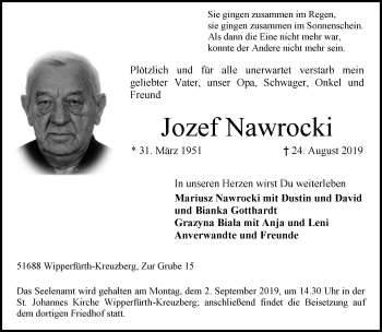 Traueranzeige von Jozef Nawrocki von Rheinische Post