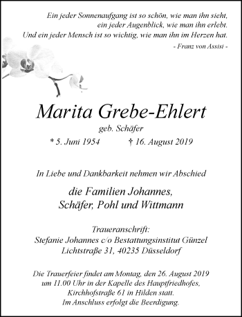 Traueranzeige von Marita Grebe-Ehlert von Rheinische Post