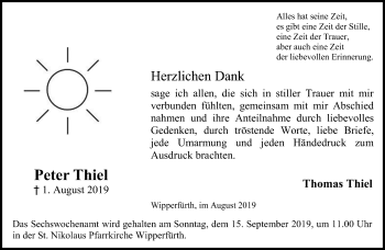 Traueranzeige von Peter Thiel von Rheinische Post