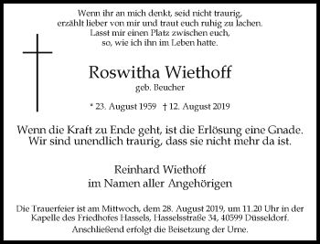 Traueranzeige von Roswitha Wiethoff von Rheinische Post