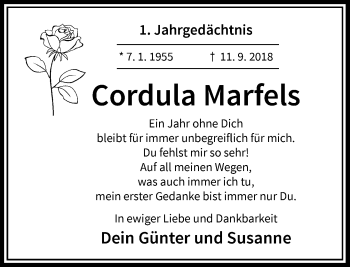Traueranzeige von Cordula Marfels von Rheinische Post