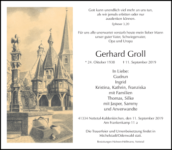 Traueranzeige von Gerhard Groll von Rheinische Post