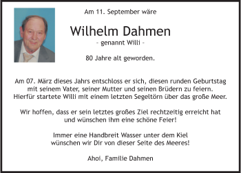Traueranzeige von Wilhelm Dahmen von Rheinische Post
