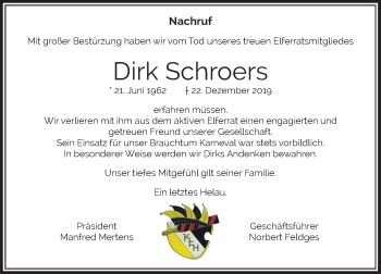 Traueranzeige von Dirk Schroers von Rheinische Post