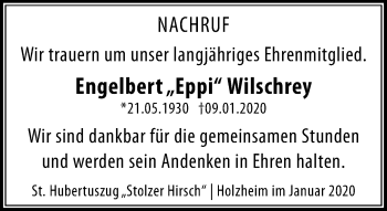 Traueranzeige von Engelbert Wilschrey von Rheinische Post