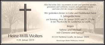 Traueranzeige von Heinz-Willi Wolters von Rheinische Post