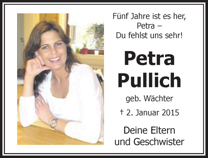  Traueranzeige für Petra Pullich vom 02.01.2020 aus Rheinische Post