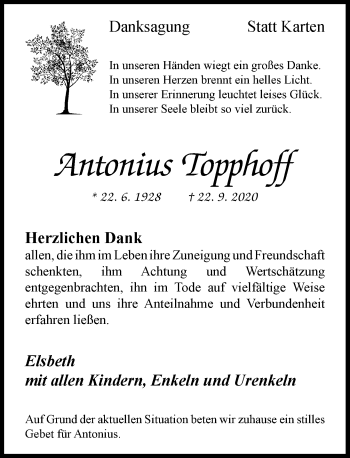 Traueranzeige von Antonius Topphoff von Rheinische Post