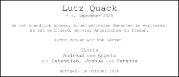 Traueranzeige von Lutz Quack von Rheinische Post