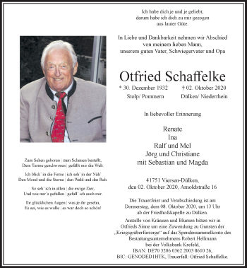 Traueranzeige von Otfried Schaffelke von Rheinische Post