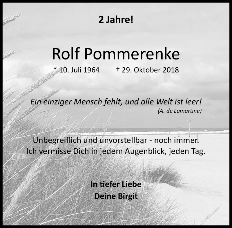  Traueranzeige für Rolf Pommerenke vom 29.10.2020 aus Rheinische Post