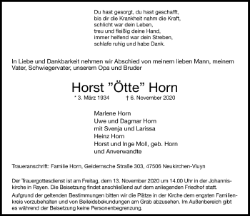 Traueranzeige von Horst Horn von Rheinische Post