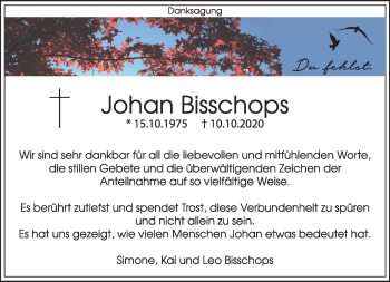 Traueranzeige von Johan Bisschops von Rheinische Post