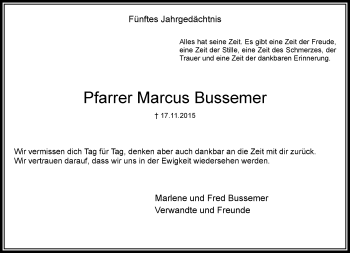 Traueranzeige von Marcus Bussemer von Rheinische Post