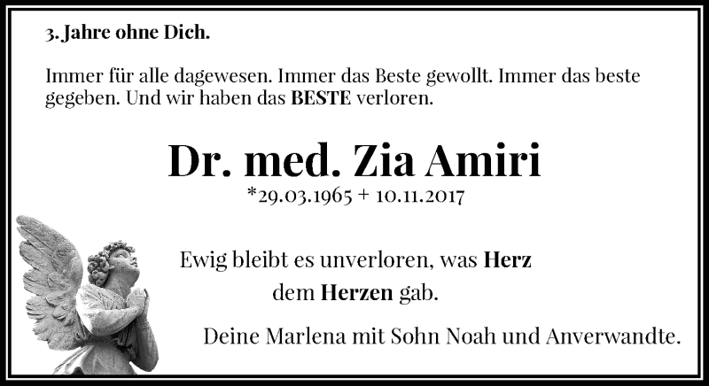  Traueranzeige für Zia Amiri vom 10.11.2020 aus Rheinische Post