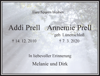 Traueranzeige von Addi und Annemie Prell von Rheinische Post