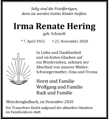 Traueranzeige von Irma Renate Hering von Rheinische Post