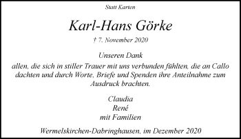 Traueranzeige von Karl-Hans Görke von Rheinische Post