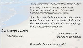 Traueranzeige von Georgi Tzanov von Rheinische Post