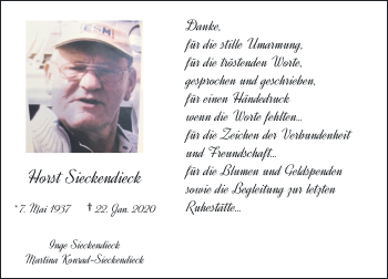 Traueranzeige von Horst Sieckendieck von Rheinische Post