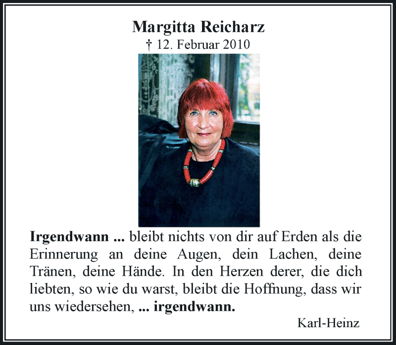  Traueranzeige für Margitta Reicharz vom 12.02.2020 aus Rheinische Post