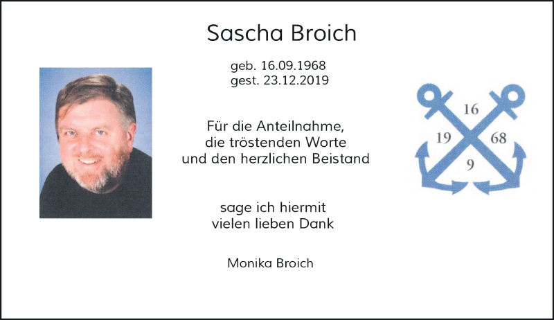  Traueranzeige für Sascha Broich vom 14.03.2020 aus Rheinische Post