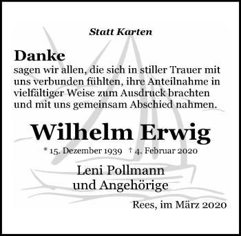 Traueranzeige von Wilhelm  Erwig von Rheinische Post