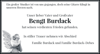 Traueranzeige von Bengt Burdack von Rheinische Post