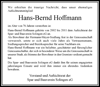 Traueranzeige von Hans-Bernd Hoffmann von Rheinische Post