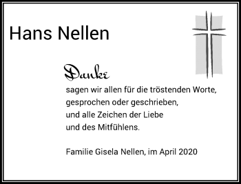 Traueranzeige von Hans Nellen von Rheinische Post