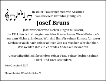 Traueranzeige von Josef Bruns von Rheinische Post