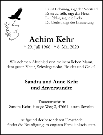 Traueranzeige von Achim Kehr von Rheinische Post