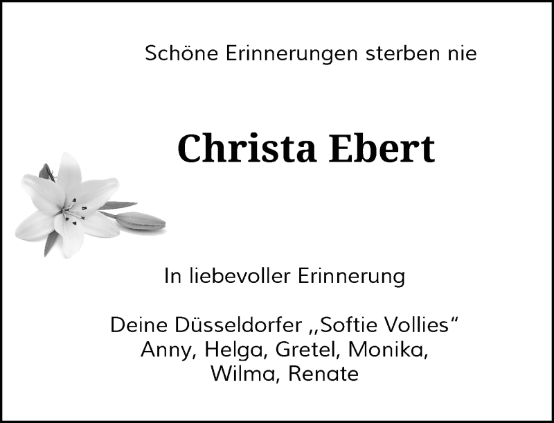  Traueranzeige für Christa Ebert vom 20.05.2020 aus Rheinische Post