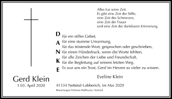 Traueranzeige von Gerd Klein von Rheinische Post