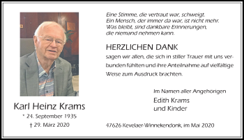 Traueranzeige von Karl Heinz Krams von Rheinische Post