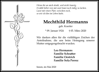 Traueranzeige von Mechthild Hermanns von Rheinische Post