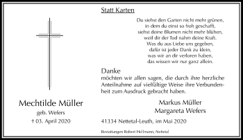 Traueranzeige von Mechthilde Müller von Rheinische Post