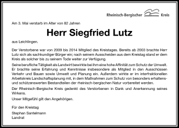 Traueranzeige von Siegfried Lutz von Rheinische Post
