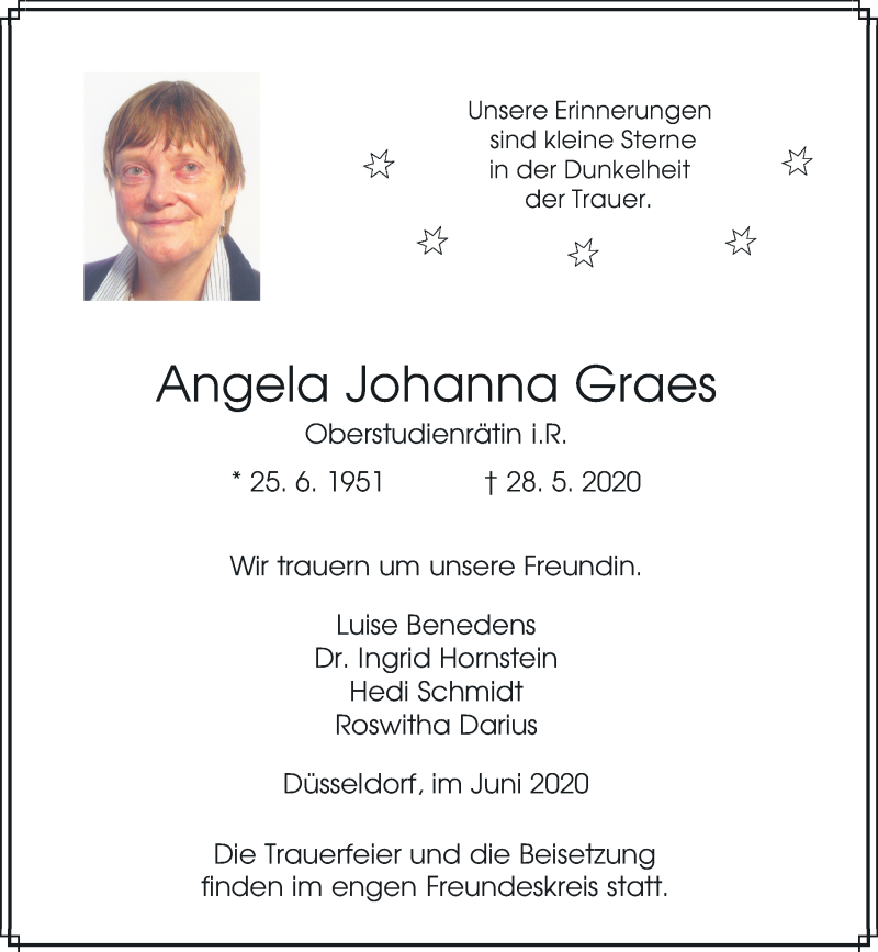 Alle Traueranzeigen für Angela Johanna Graes | trauer.rp-online.de