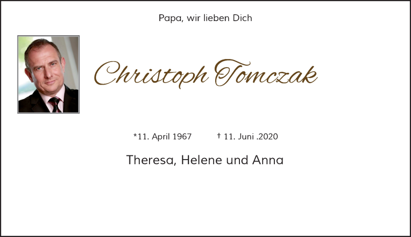  Traueranzeige für Christoph Tomczak vom 20.06.2020 aus Rheinische Post