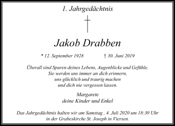 Traueranzeige von Jakob Drabben von Rheinische Post