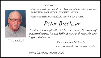 Traueranzeige von Peter Bischzur von Rheinische Post