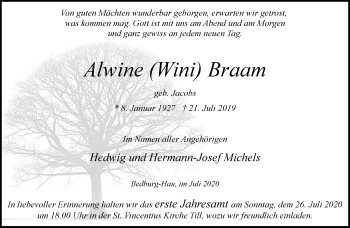 Traueranzeige von Alwine  Braam von Rheinische Post