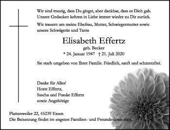 Traueranzeige von Elisabeth Effertz von Rheinische Post